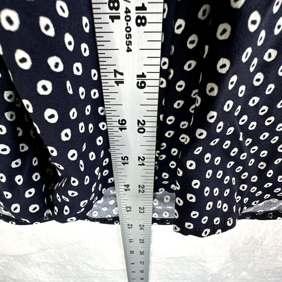 Ann Taylor Women's Blouse XS Sleeveless Navy Blue White Polka Dot Classic Preppy - Picture 7 of 8